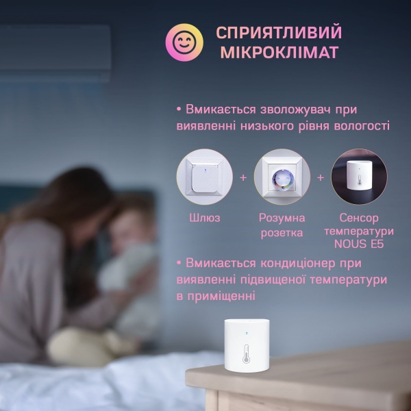 Розумний датчик температури Nous E5 (ZigBee) білий 