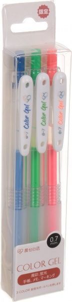 Набор ручек флуоресцентные гелевые синяя + зеленая + розовая 3 шт. 