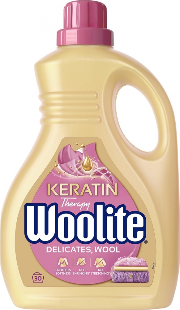 Гель для машинной и ручной стирки Woolite для шерсти и деликатных тканей с кератином 1,8 л