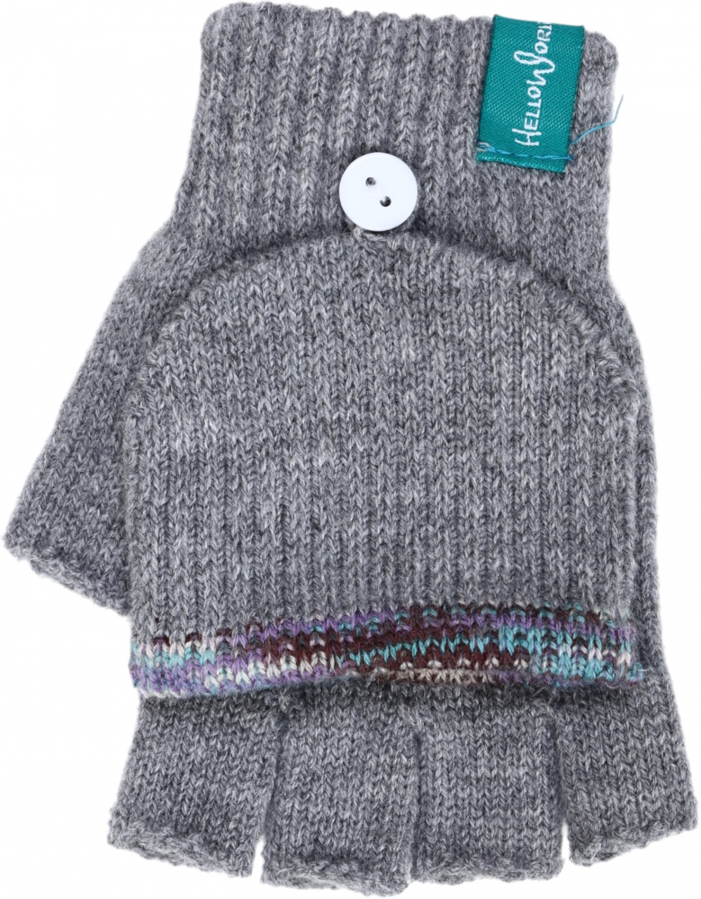 Рукавиці HW без пальчиків з відкидною рукавичкою для дівчаток р.12-14 сірий