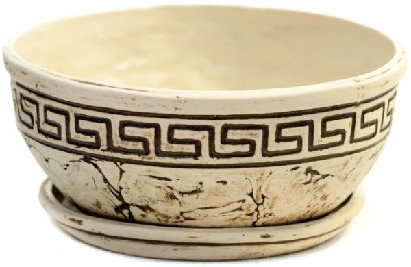 Горщик керамічний плошка 23*11 круглий бежевий 