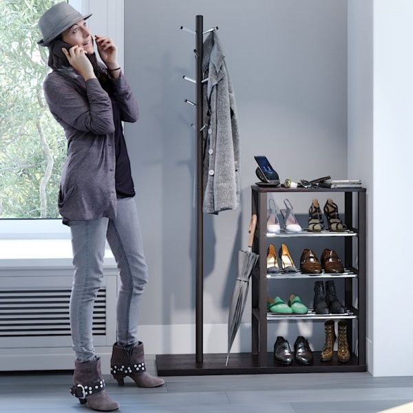 Вішалка підлогова з підставкою для взуття венге