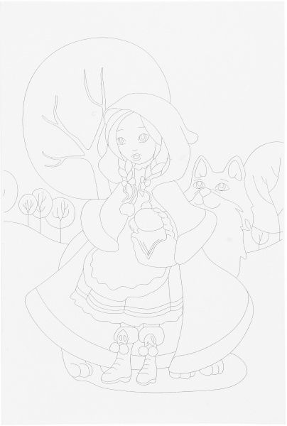 Полотно на картоні з контуром Казкові герої №9, Червона Шапочка ROSA 