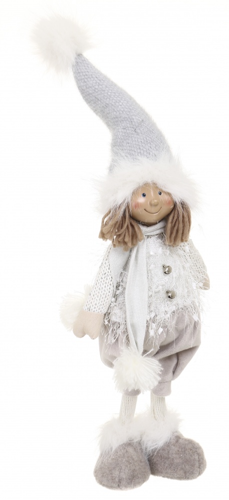 Декорация новогодняя мальчик/девочка стояч./бел.-сер. 2 ассорт. 55 см
