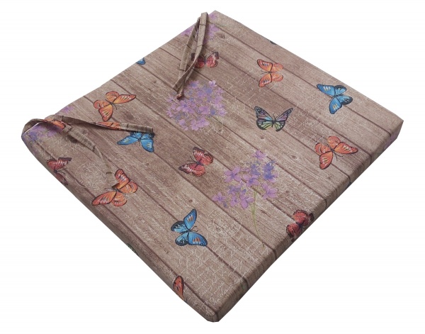 Подушка 42х42 см лонета Монарка Маррон світло бежевий фон метелики