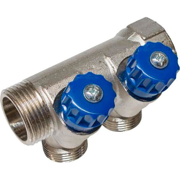 Коллектор Valtec с регулирующими вентилями 1” на 2 выхода евроконус 3/4