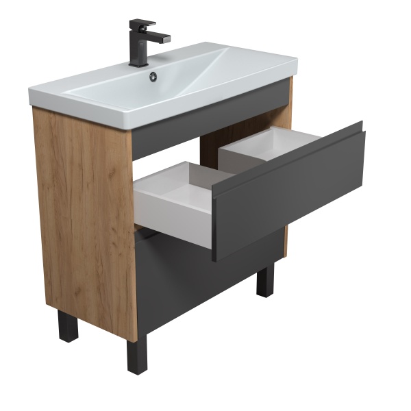 Тумба Мойдодир Jessy 80-U графіт матовий з умивальником Sempre