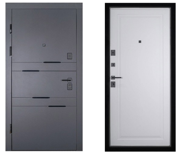 Дверь входная Abwehr MG3 (548 + 517) 086 Л (ЧШ + СМБ) черный/белый супермат 2050x860 мм левая