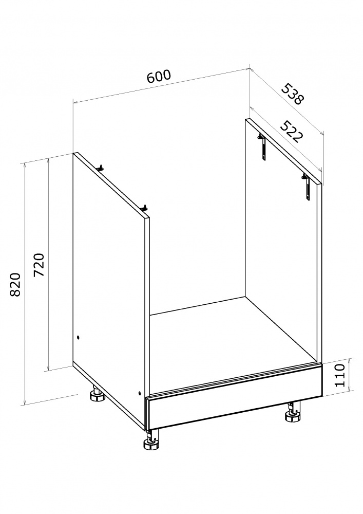 Тумба нижняя под духовку ВС 60/82/52 МС Глория_ASHEN /фасад МДФ №332 пепельный матовый/дуб артизан Грейд