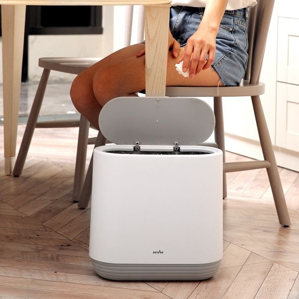 Ведро для ванной MVM BP-14 белый с серым