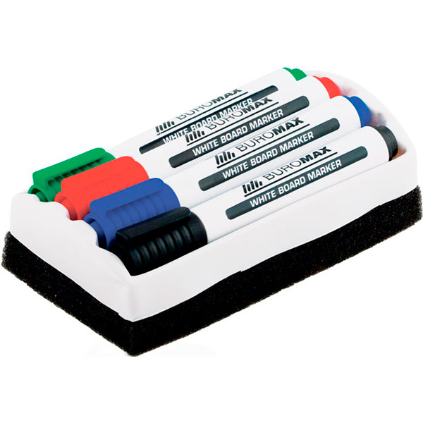 Набор 4 маркеры и губка для магнитных досок BM.8800 Buromax