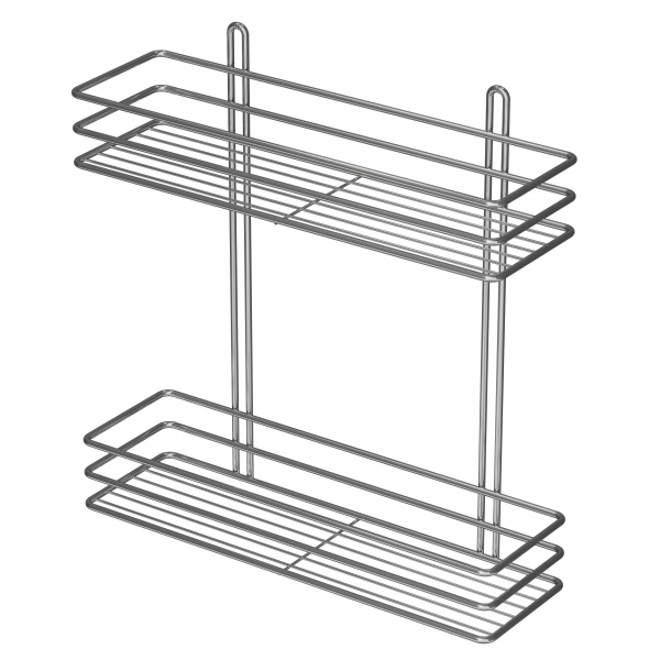 Полка для ванной 2-ярусная 35 см хром 
