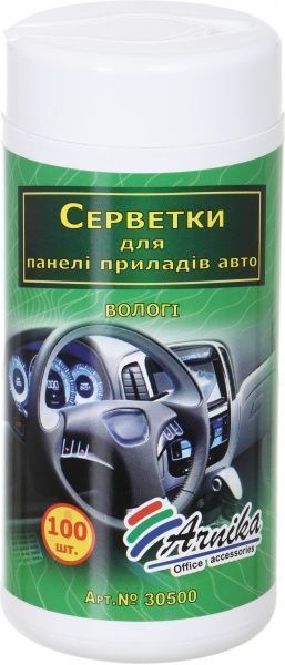 Вологі серветки 30500 для панелі приладів авто 100 шт.