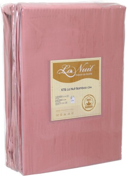 Комплект постільної білизни Bamboo сімейний рожево-помаранчевий La Nuit 