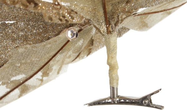 Декорація новорічна Пуансетія з паєтками 20 см