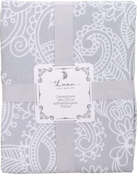 Скатерть Роспись 140x220 см серый Luna 