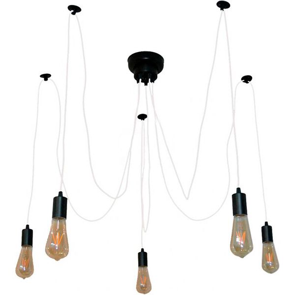 Люстра подвесная Геотон НСБ 02-5х60-960 Паучок-5 5x60 Вт E27 черный/белый 