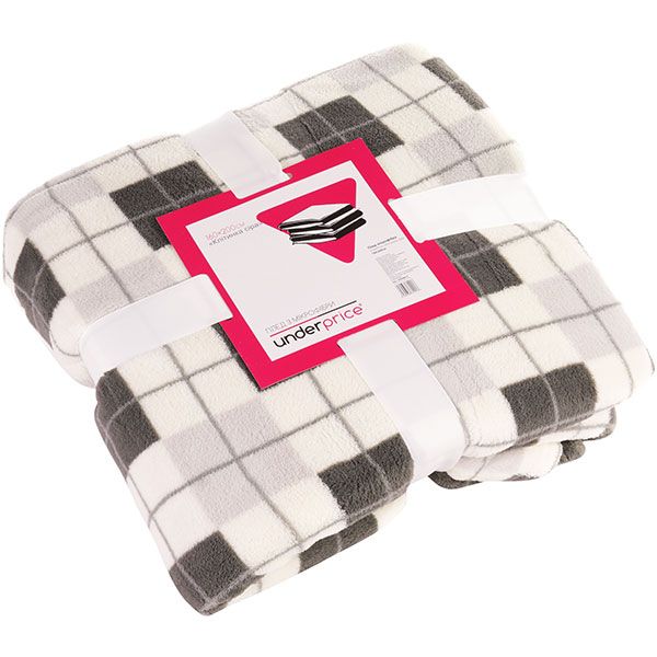 Плед мікрофібра Underprice Клітинка сірий 160x200 см