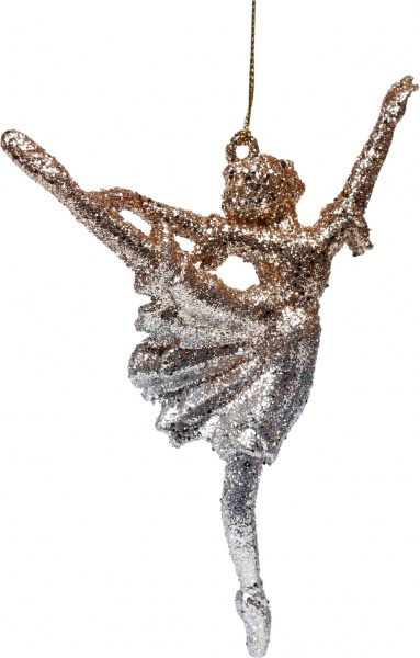 Підвіска Балерина з присипко 11 см сріблястий із золотистим EPI-P151207