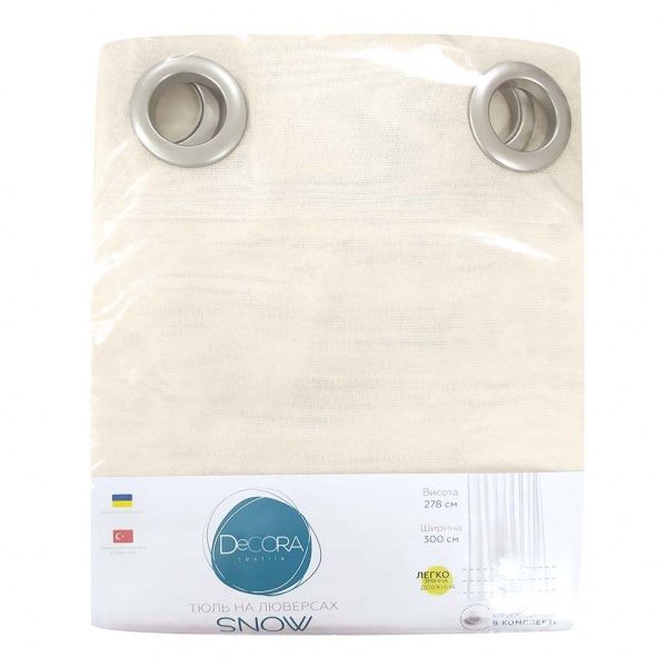 Тюль Snow 300х278 см молочный Decora textile