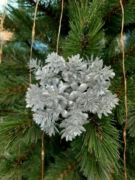 Гілочка декоративна пластик срібло 24 см K-709683 