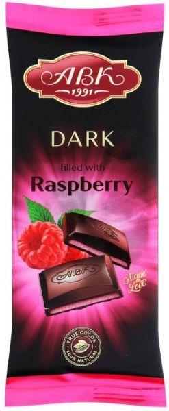 Шоколад АВК черный с малиновым начинкой 90 г 