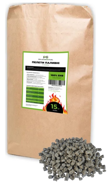 Пеллеты из соломы PELLEGREEN FUEL 15 кг 