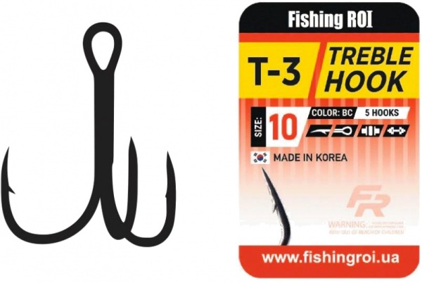 Крючок тройной Fishing ROI Treble Hook T-3 BC №8 5 шт. 33-06-008
