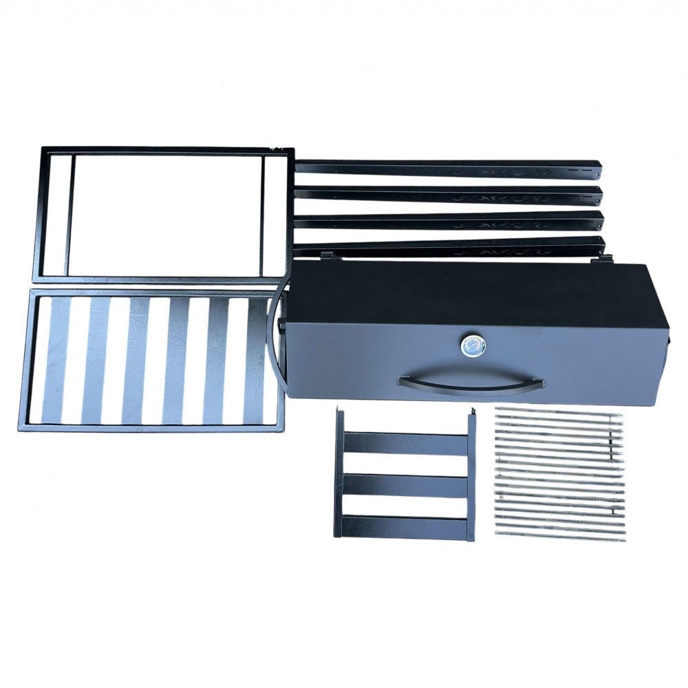 Мангал-барбекю Metalzavod с термометром и разборной дровницей на 12 шампуров 4 мм