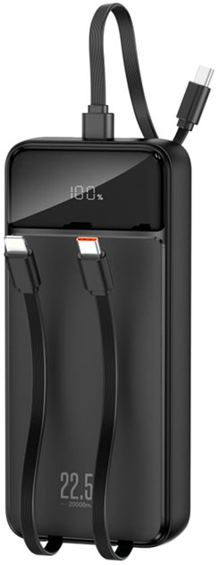 Повербанк Xo 22.5 W 2xType-C/Lightning кабель 20000 mAh black (PR275.black)