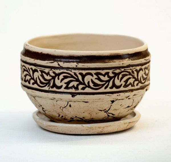 Горщик керамічний Мелодія №2 круглий 5л бежевий 