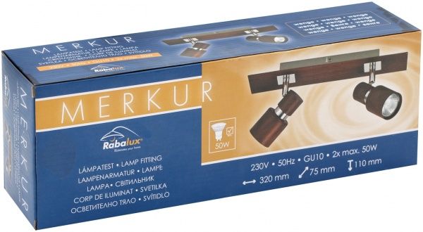 Спот Rabalux Merkur 2x50 Вт GU10 венге 6652 