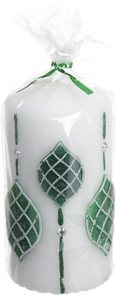 Свеча Цилиндр декоративная Аппликация 70х120 зеленая Pako-If