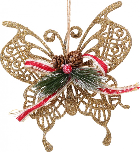 Декоративна підвіска Метелик з декором 15 см HFF205G золотий