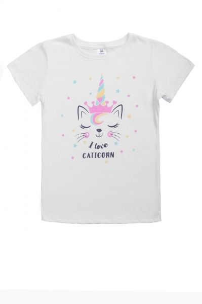 Футболка для дівчаток Luna Kids з принтом I Love Caticorn р.116 білий 