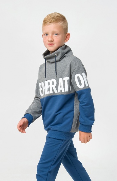 Спортивний костюм для хлопчиків Smil 117242 р.134 темно-сірий меланж 
