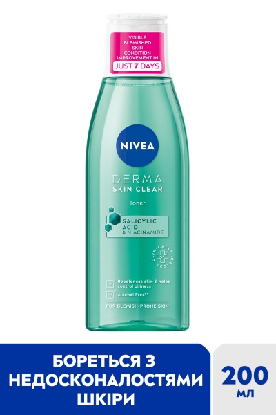 Тоник для лица Nivea Derma Skin Clear 200 мл