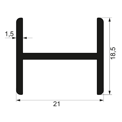 Профіль кромковий Н-подібний 21х18,5х1.5 / AS 2,0 м алюміній/срібло