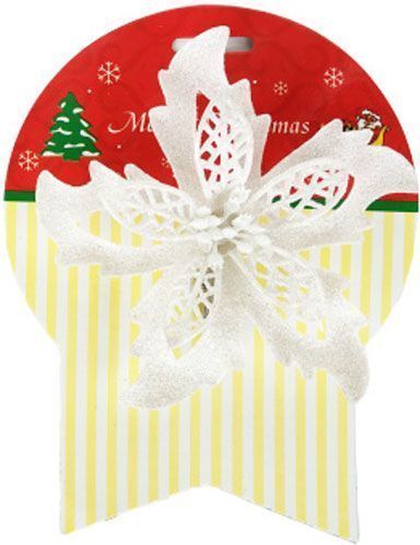 Декорация новогодняя Цветок пуансетия завиток 14 см SD16-1814W белая