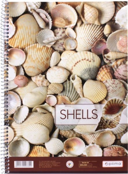 Блокнот Малюнки природи – Мушлі А4 клітинка 80 арк. спіраль Optima