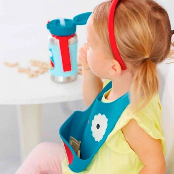 Слюнявчик Skip силиконовый Hop Совенок синий 232200 