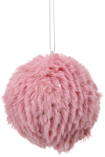 Елочная игрушка в форме шара с мехом 80 мм в ассортименте CAA124020 