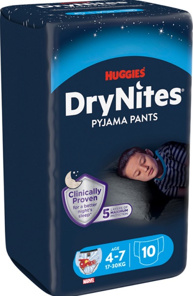 Подгузники-трусики Huggies DryNites Boy 4-7 лет 17-30 кг 10 шт.