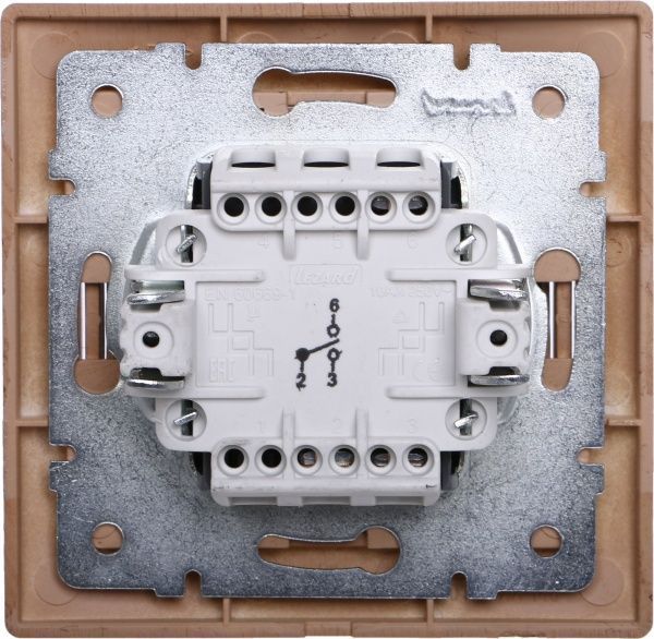 Переключатель проходной одноклавишный Lezard Mira без подсветки 220В дуб матовый 701-5151-105