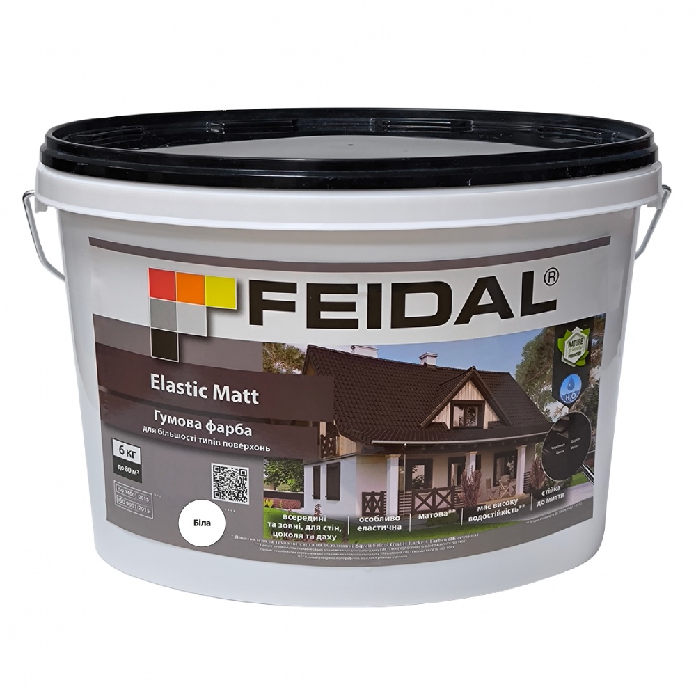 Краска резиновая водоэмульсионная Feidal Elastic Matt мат белый 6кг