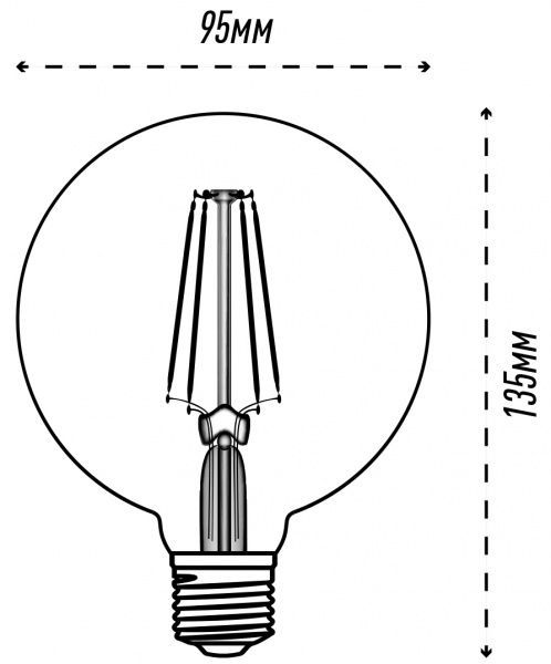 Лампа светодиодная Hopfen FIL Amber G95 8 Вт E27 2800 К 220 В желтая 