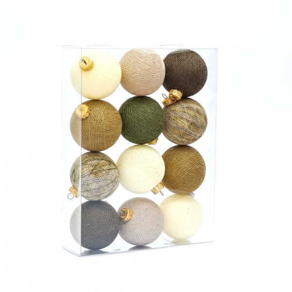 Игрушка на елку Котоновые шарики 12 шт. Brown sand d80 мм 8 см 12 шт./уп. 