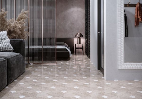 Плитка Golden Tile Marmo Wood Cross темно-бежевий 4VН870 40х40 