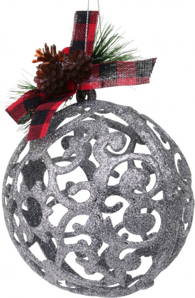 Шар новогодний E09011S d 120 мм серебряный