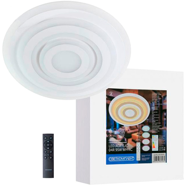 Світильник світлодіодний Светкомплект Acrylic 04R WH RC RGB з пультом ДК 95 Вт білий 2800-6000 К 